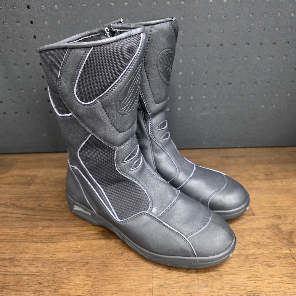 Sidi Touring Motorcycle Boots Mens 7.5 Black‎ Leather Mesh Road